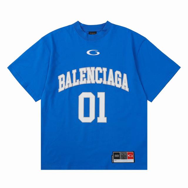 Balenciaga 巴黎世家 新款刺绣01号篮球短袖 尺码：1-4