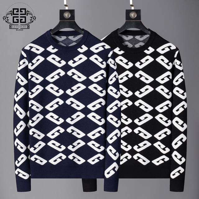 纪梵希 Givenchy 专柜款毛衣，独特绣花进口羊毛面料，高密度，保暖性更强，百搭毛衣，版型极好，冲着版型面料也要收的类型！颜色：黑色 宝蓝色 码数：M-3X