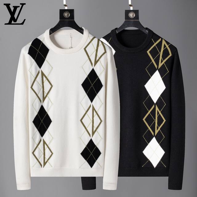路易威登 Louis Vuitton 专柜款毛衣，独特绣花进口羊毛面料，高密度，保暖性更强，百搭毛衣，版型极好，冲着版型面料也要收的类型！颜色：黑色 白色 码数