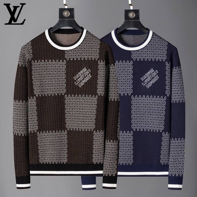 路易威登 Louis Vuitton 专柜款毛衣，独特绣花进口羊毛面料，高密度，保暖性更强，百搭毛衣，版型极好，冲着版型面料也要收的类型！绿色 蓝色 码数：M-