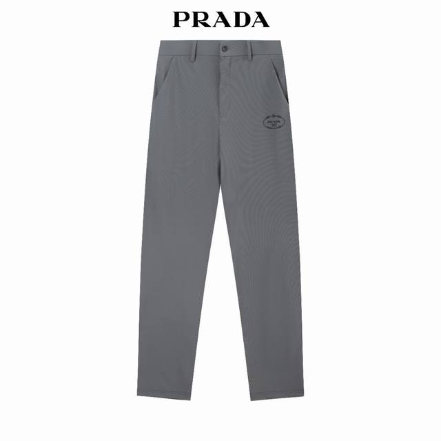 Prada 普拉达春夏季新款 两色高品质薄款商务休闲时尚冰丝西裤 爽滑舒适抗皱无痕的好裤子 质感柔软 手感微弹 ，清凉冰丝裤 腰部松紧带， 版型设计时尚潮流 走
