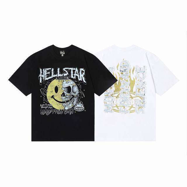 6661# Hellstar 地狱之星美式美潮高街纯棉宽松短袖T恤 顔色：白色 黑色 码数：S M L Xl