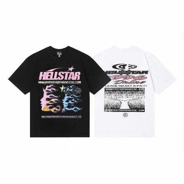6639# Hellstar 地狱之星美式美潮高街纯棉宽松短袖T恤 顔色：白色 黑色 码数：S M L Xl