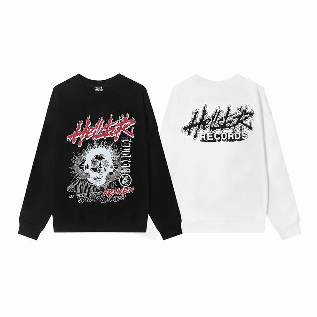 8828# Hellstar 高品质地狱之星美式潮流印花纯棉毛圈圆领卫衣 颜色：白色 黑色 码数：S M L Xl