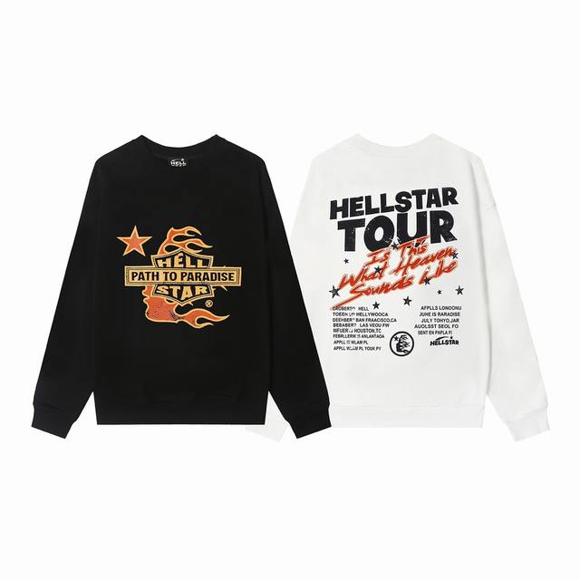 8826# Hellstar 高品质地狱之星美式潮流印花纯棉毛圈圆领卫衣 颜色：白色 黑色 码数：S M L Xl