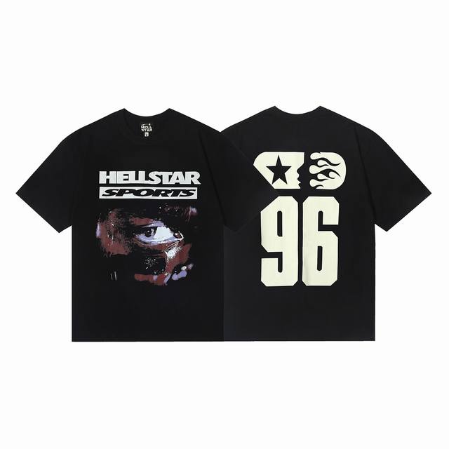8817# Hellstar 短袖地狱之星 Rapper 明星款潮牌美式美潮印花高街复古 T恤 顔色：黑色 码数：S M L Xl