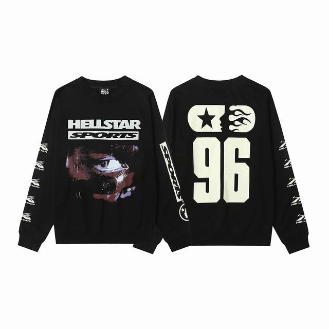 8807# Hellstar 高品质地狱之星美式潮流印花纯棉毛圈圆领卫衣 颜色：黑色 码数：S M L Xl