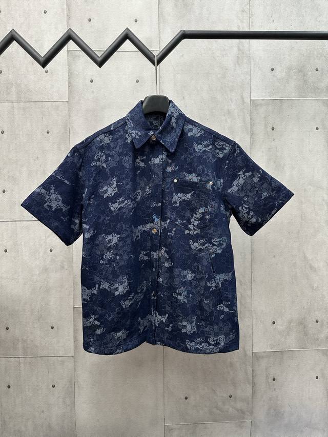 Gucci 古驰 25Ss 新款兰花花卉牛仔短袖衬衫 尺码：S M L Xl