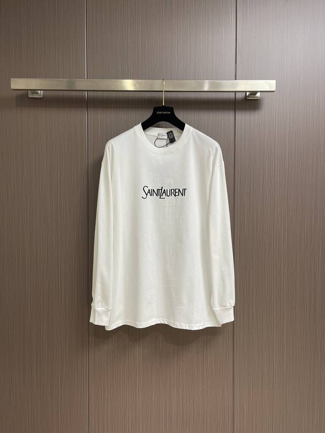 Ysl 圣罗兰 厚板压胶印花长袖T恤 定制260G全棉双纱紧密爽滑面料，布面干净，布纹清晰，手感非常细腻扎实，更加力挺 袖口加宽螺纹设计，贴合手腕宽度，紧实耐磨