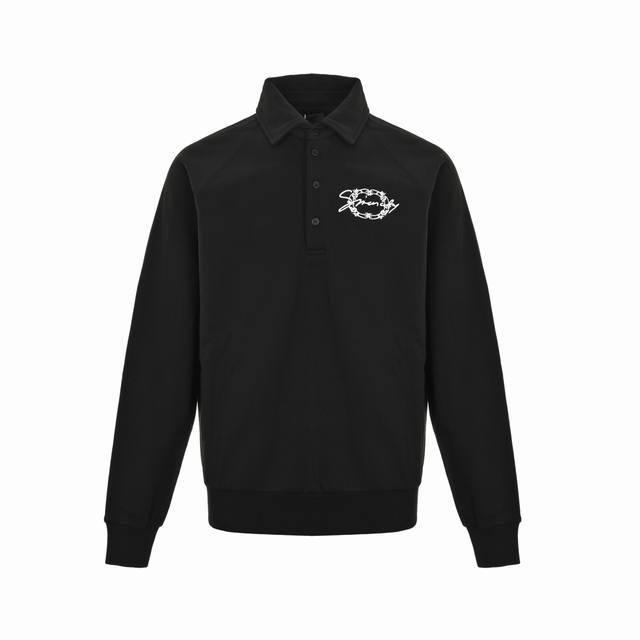 Givenchy 纪梵希 草体刺绣花冠Polo领卫衣 定制艺织纯棉卫衣织物，采用进口机刺绣工艺，使用先进的计算机控制系统和精密的机械部件，实现Givenchy签