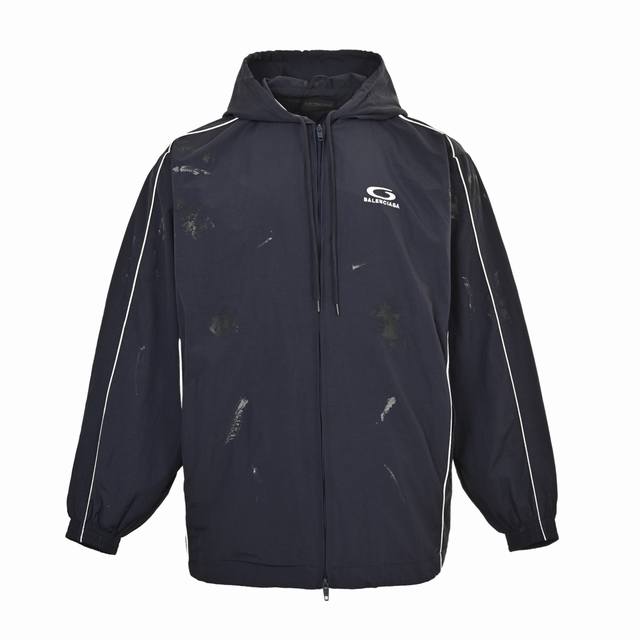 Balenciaga 巴黎世家 Blcg 25Fw 84涂鸦喷漆藏青半环刺绣运动套装外套 轻奢主义 男女日常通勤穿搭必备单品 正确版本 欢迎对比 详细特征 定制