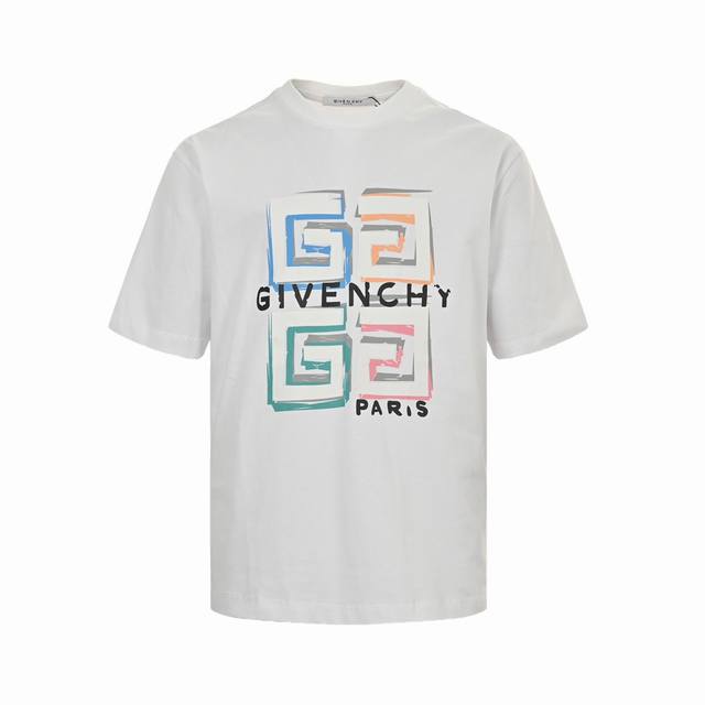 Givenchy 纪梵希 24Ss 彩色涂鸦立体4G印花短袖 采用50支双股面料，同缸配套1*1螺纹，面料洗水，整体手感更光滑，采用3D数码直喷工艺，5次打板调