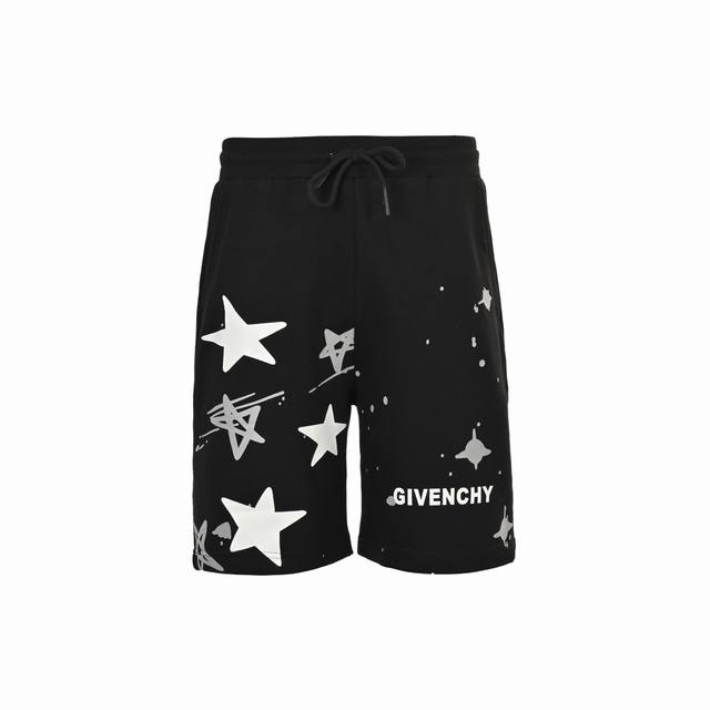 Givenchy 纪梵希 25Ss 星星印花短裤 面料采用380G纯棉毛圈面料，订染颜色后整蚀毛处理，对照原版做丝滑超柔处理，布面肌理股线清晰明显，垂感一级棒，