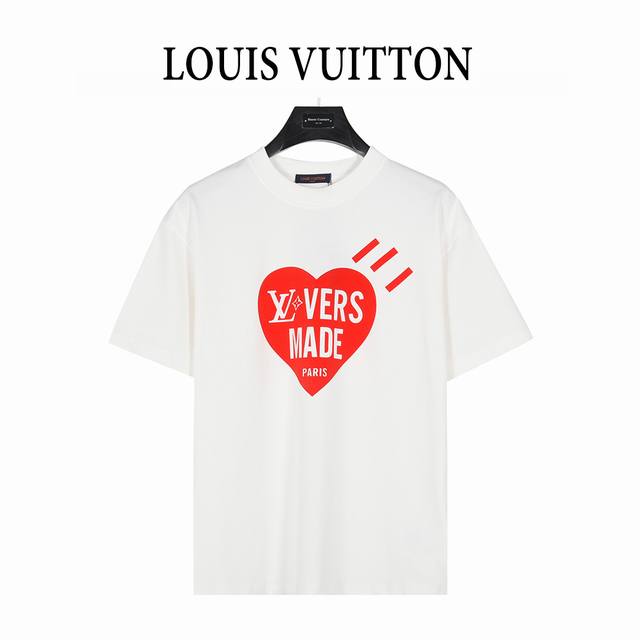 Louis Vuitton 路易威登 25Ss 爱心植绒字母及头像印花短袖T恤 定制Yb原生全棉材质 透气舒适 质感十足 宽松T恤裁剪 凸显品牌格调 采用克重纯
