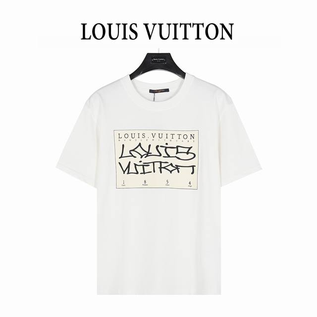 Louis Vuitton 路易威登 方块1854字母立体印绣短袖T恤 定制32S双股长绒棉 克重260G 搭配32S 1×1螺纹 印花根据原色特调同色胶浆材质