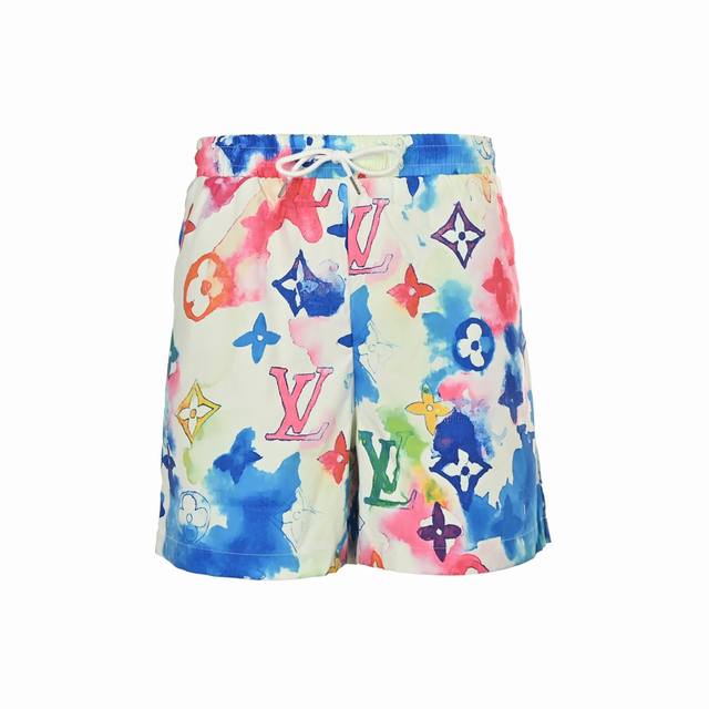 Louis Vuitton 路易威登 25Ss 满印老花水墨渲染沙滩短裤 面料为定制密纺科技面料轻薄面，上身丝滑透气。印花采用活性数码印花 做到真正无手感 非涂