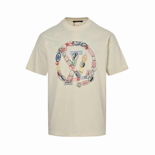 Louis Vuitton 路易威登 25Ss 链条Logo印花短袖 面料采用高克重260G重精梳棉，定制1:1螺纹，面料舒适亲肤无异感， 制定染面料，纺织密度