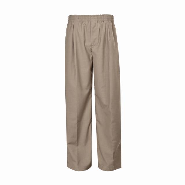 Louis Vuitton 路易威登 25Ss 卡其羊毛休闲西裤 独家订做240G斜纹西裤面料 80%羊毛和20%聚酯纤维混纺 正面褶裥烫痕工艺烘托垂坠质感 后