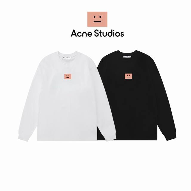 秋装 Acnestudios 笑脸印花 双纱300克长袖 ：黑 白 ：Xs-L