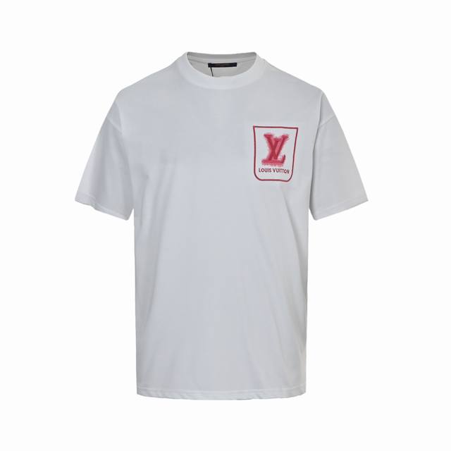 Louis Vuitton 路易威登 25Ss 粉色泼墨刺绣Logo假口袋短袖T恤 面料采用高克重280G重精梳棉，定制1:1螺纹，面料舒适亲肤无异感， 制定染