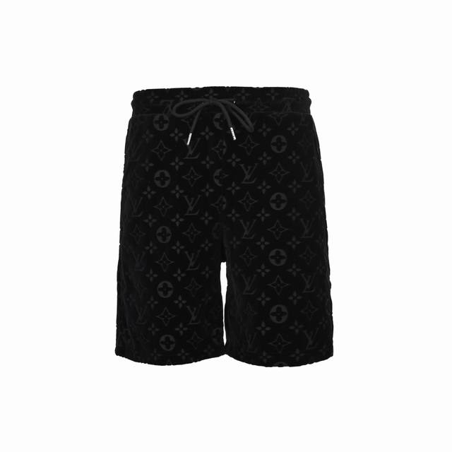 Louis Vuitton 路易威登 25Ss 毛巾植绒老花提花短裤 面料采用活性黑420克非常优质厚实舒服的一款面料，腰部采用包边做工设计，穿搭起来更加舒服有