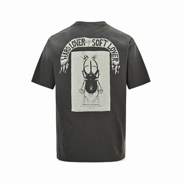Saint Michael 25Ss 骷髅甲虫印花短袖 整体面料选用 克100%纯棉16织双纱汗布面料 圆筒无侧缝面料 螺纹选用300G100%纯棉1*1弹力无