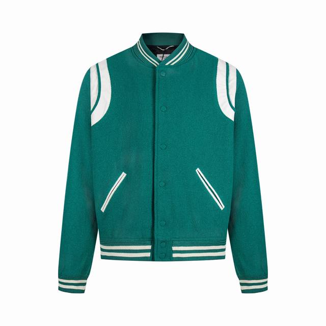 羊毛版本 高版本现货齐码Saint Laurent Paris 圣罗兰 Slp经典款拼皮黑白棒球领夹克外套，原版1:1开发全网最高版本 耗时2个月订制纯羊毛呢料