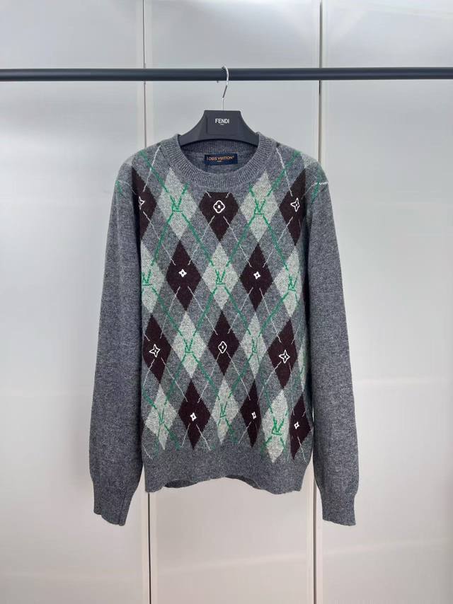 Lv路易菱形老花刺绣提花针织毛衣 S M L Xl