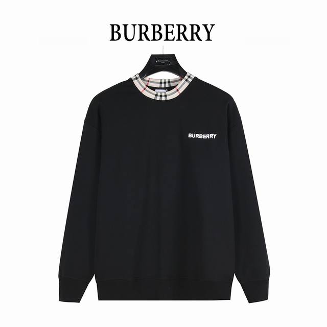 Burberry 巴宝莉 25Fw 格纹领口拼接刺绣字母小标Logo卫衣 采用定制面料。添加杜邦公司Sorona 索罗娜 材料，亲肤性好、长效抗菌、防螨， 更耐