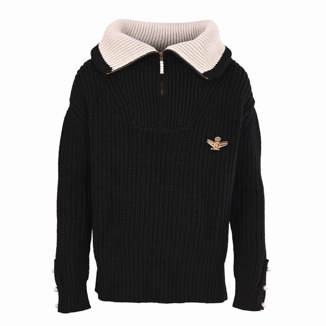 Louis Vuitton Lv绵羊毛混纺半拉链套头针织毛衣 正品25100购入，羊毛混纺睛毛料，采用日本进口2.5针织机，毛料酵洗，手工包缝，定制珍珠拉链、五