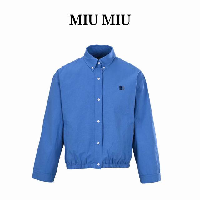 Miu Miu缪缪Mm 蓝色府绸束腰夹克外套 正品20 购入开发，定染平纹精梳棉布，进口刺绣，布匹洗水，定制1：1纽扣，定制1：1商标，合身版型 Size：36