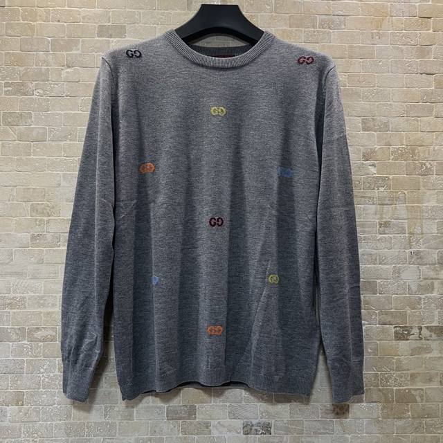 Gucci针织彩字圆领长袖卫衣