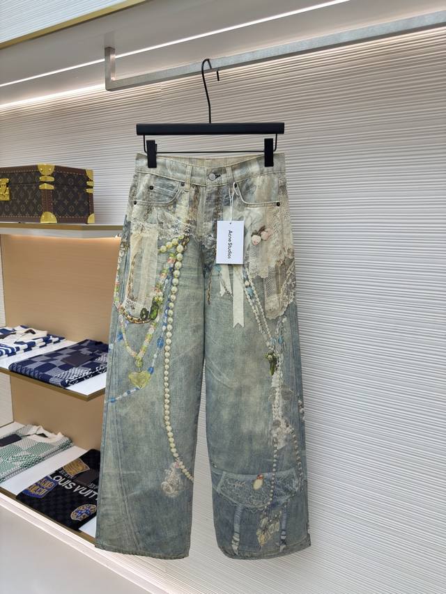 Acne Studios 25Ss 蕾丝牛仔裤 正品：7999购入开发 货号：1680160-A75 面料：蕾丝 工艺：洗水制作 版型：宽松版型 克重：约575