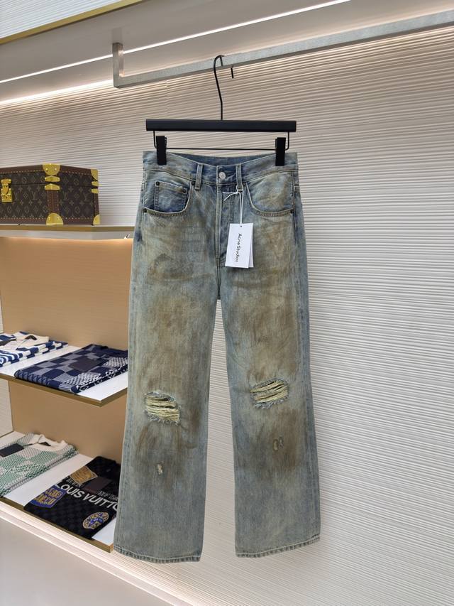 Acne Studios 脏脏泼墨破洞牛仔裤 正品：6789购入开发 货号：1680161-A75 面料：牛仔面料 工艺：做旧洗水 版型：合身版型 克重：约67