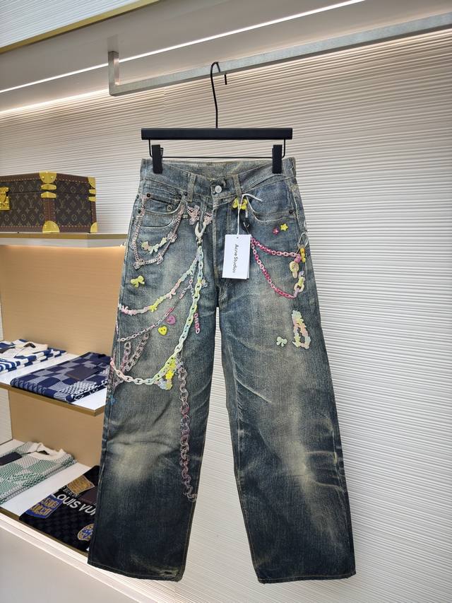 Acne Studios 链条3D印花直筒牛仔裤 正品：4379购入开发 货号：1680156-A75 面料：牛仔布 工艺：印花 版型：合身版型 克重：约600