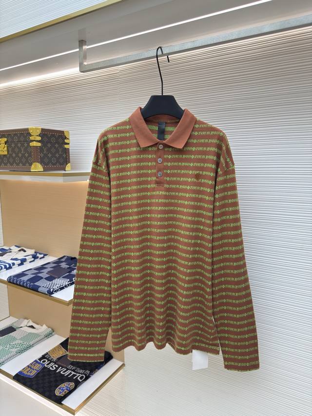 Chrome Hearts 十字条纹Polo长袖 正品：8450购入开发 货号：1680150-A55 面料：纯棉面料 工艺：绣花制作 版型：宽松版型 克重：约