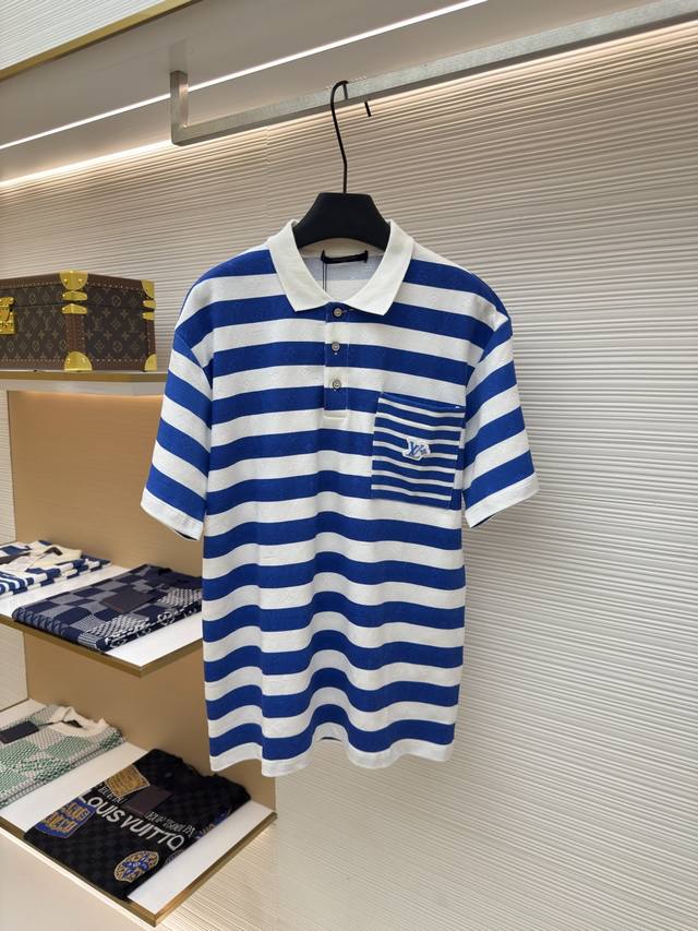 Louis Vuitton 条纹马球衫Polo衫 正品：13234购入开发 货号：1680121-A70 面料：纯棉面料 工艺：提花制作 版型：合身版型 克重：