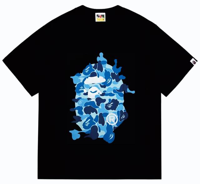 Sc246# 顶级版本 Bape Abc Camo Rebuild Big Ape Head Tee重组猿人大头印花短袖T恤 采用260克优质高织纯棉面料 双纱