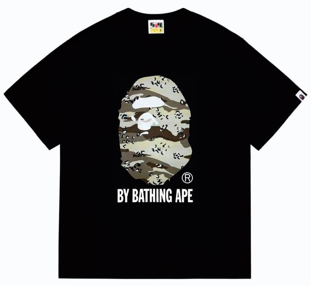 Sc242# 顶级版本 Bape 沙漠猿人头字母印花短袖T恤 采用260克优质高织纯棉面料 双纱精梳 质感柔软不起球 进口环保印花胶浆 图案鲜明立体 品质男女同