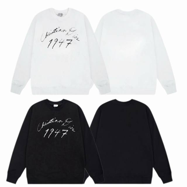 Dior 迪奥 2025Ss秋冬圆领卫衣经典印花 -面料：420G双股大毛圈卫衣，配套460G纯棉罗纹 原版面料 官方同款 男女同款 - 颜色：黑色 白色 -