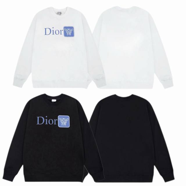 Dior 迪奥 2025Ss秋冬圆领卫衣经典印花 -面料：420G双股大毛圈卫衣，配套460G纯棉罗纹 原版面料 官方同款 男女同款 - 颜色：黑色 白色 -