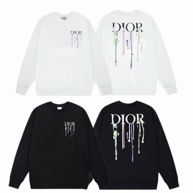 Dior 迪奥 2025Ss秋冬圆领卫衣经典印花 -面料：420G双股大毛圈卫衣，配套460G纯棉罗纹 原版面料 官方同款 男女同款 - 颜色：黑色 白色 -