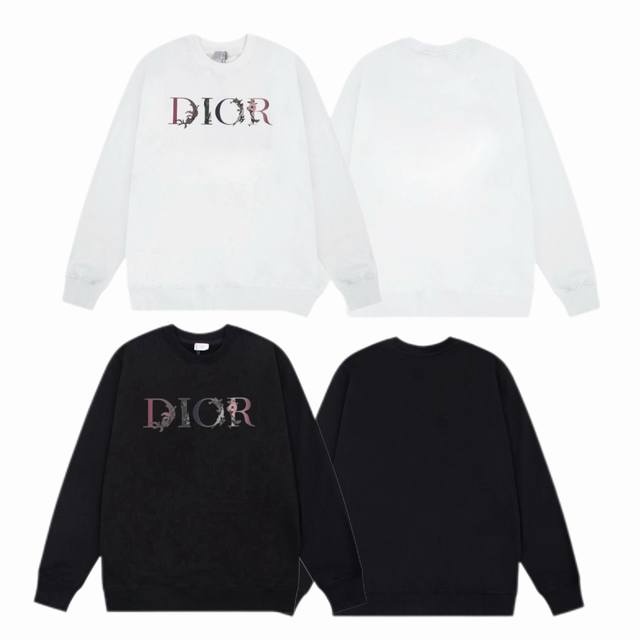 Dior 迪奥 2025Ss秋冬圆领卫衣经典印花 -面料：420G双股大毛圈卫衣，配套460G纯棉罗纹 原版面料 官方同款 男女同款 - 颜色：黑色 白色 -