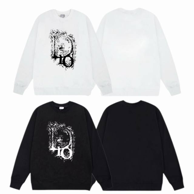 Dior 迪奥 2025Ss秋冬圆领卫衣经典印花 -面料：420G双股大毛圈卫衣，配套460G纯棉罗纹 原版面料 官方同款 男女同款 - 颜色：黑色 白色 -