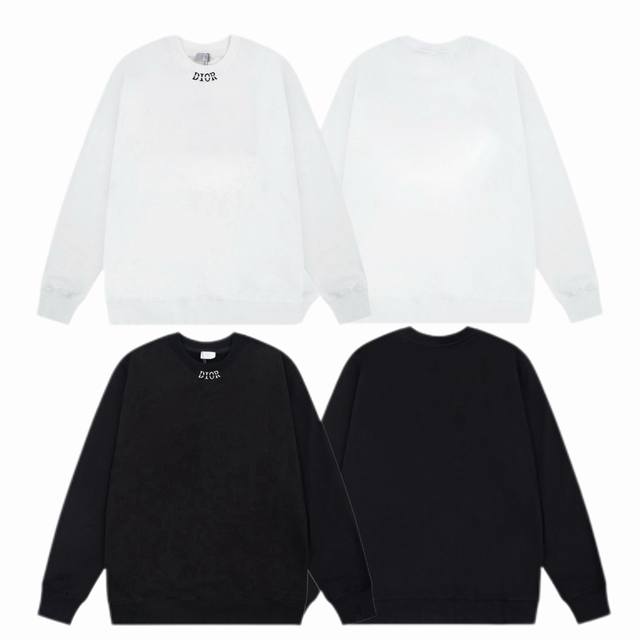 Dior 迪奥 2025Ss秋冬圆领卫衣经典印花 -面料：420G双股大毛圈卫衣，配套460G纯棉罗纹 原版面料 官方同款 男女同款 - 颜色：黑色 白色 -