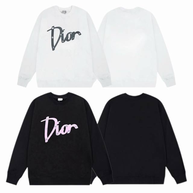 Dior 迪奥 2025Ss秋冬圆领卫衣经典印花 -面料：420G双股大毛圈卫衣，配套460G纯棉罗纹 原版面料 官方同款 男女同款 - 颜色：黑色 白色 -