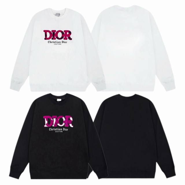 Dior 迪奥 2025Ss秋冬圆领卫衣经典印花 -面料：420G双股大毛圈卫衣，配套460G纯棉罗纹 原版面料 官方同款 男女同款 - 颜色：黑色 白色 -