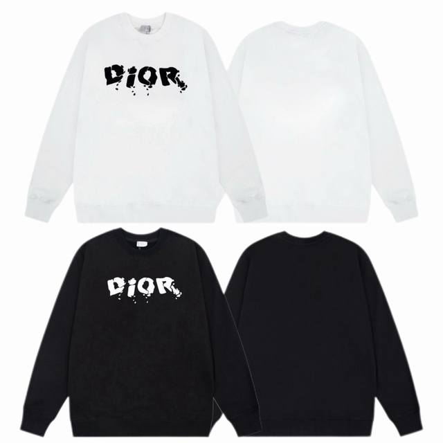 Dior 迪奥 2025Ss秋冬圆领卫衣经典印花 -面料：420G双股大毛圈卫衣，配套460G纯棉罗纹 原版面料 官方同款 男女同款 - 颜色：黑色 白色 -