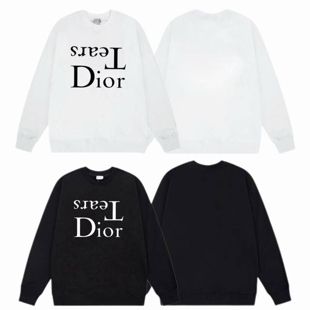 Dior 迪奥 2025Ss秋冬圆领卫衣经典印花 -面料：420G双股大毛圈卫衣，配套460G纯棉罗纹 原版面料 官方同款 男女同款 - 颜色：黑色 白色 -