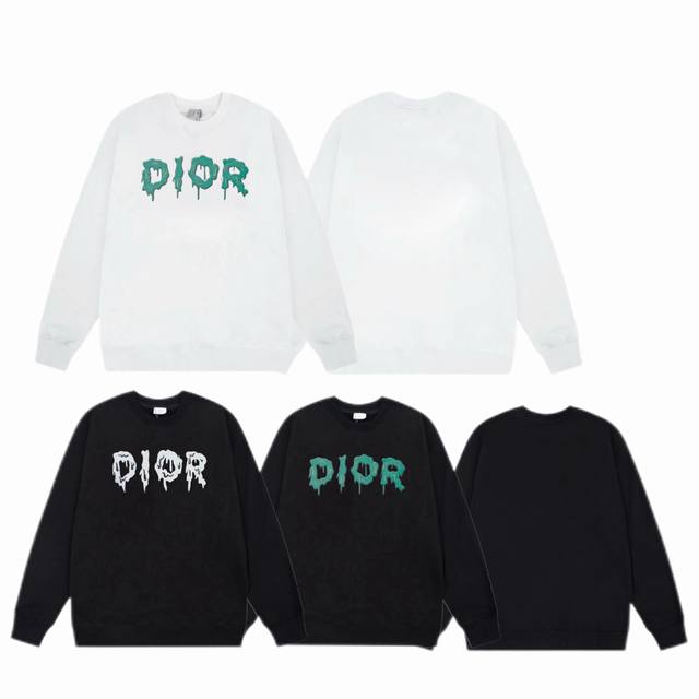 Dior 迪奥 2025Ss秋冬圆领卫衣经典印花 -面料：420G双股大毛圈卫衣，配套460G纯棉罗纹 原版面料 官方同款 男女同款 - 颜色：黑色 白色 -